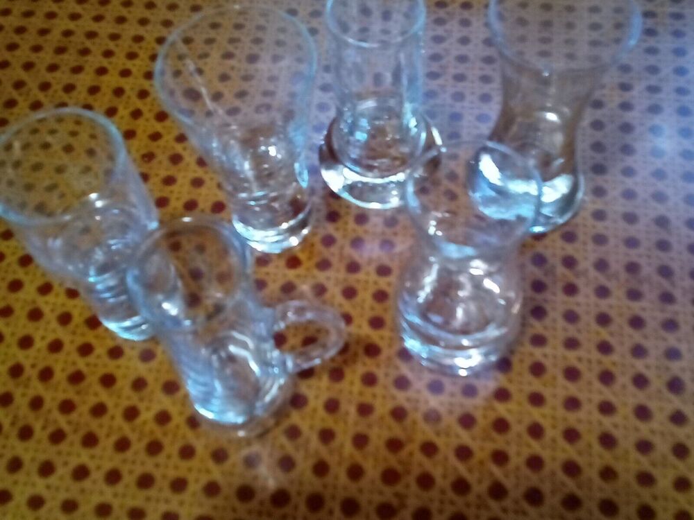 Set of 6 Vintage Assorted Shot Glasses.